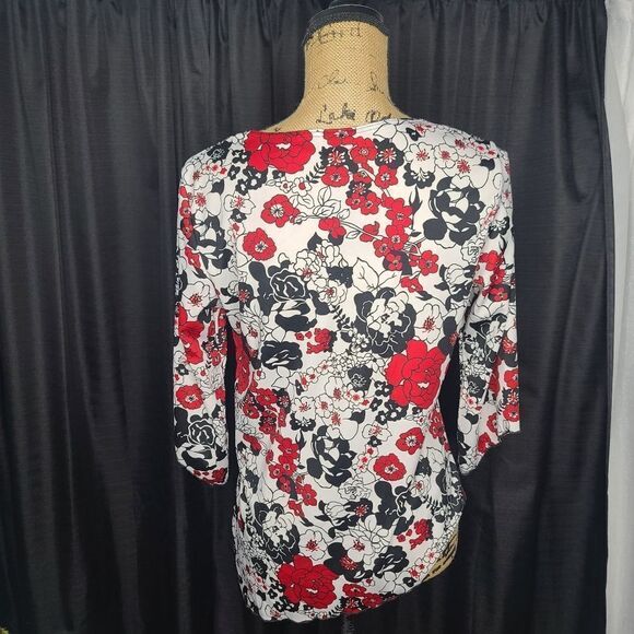Vintage 90s Y2K Boho Floral Bell Sleeve Asymmetrical Hippie Top - Picture 8 of 12